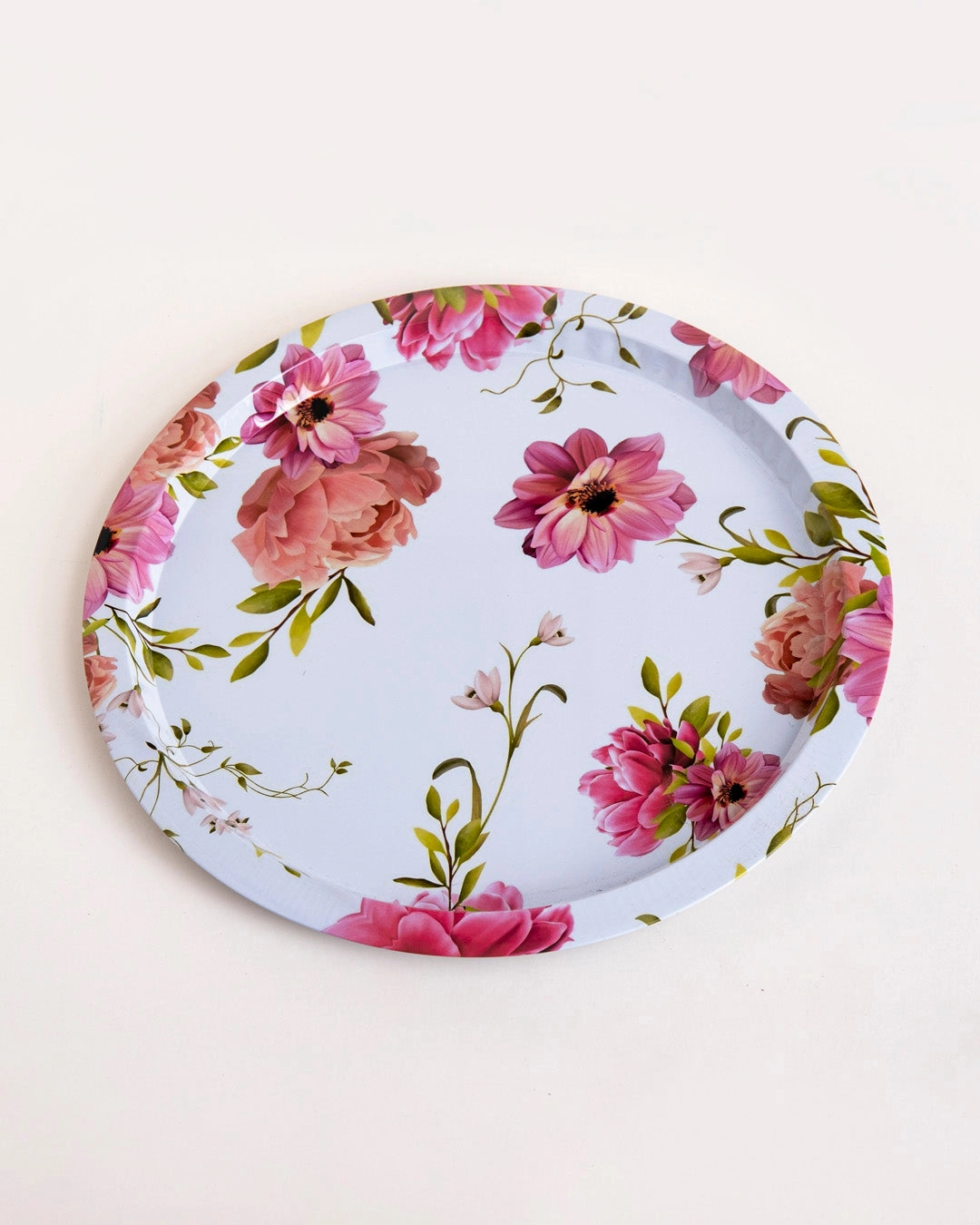 Blush Elegance Floral Serving Tray - Set Of-2