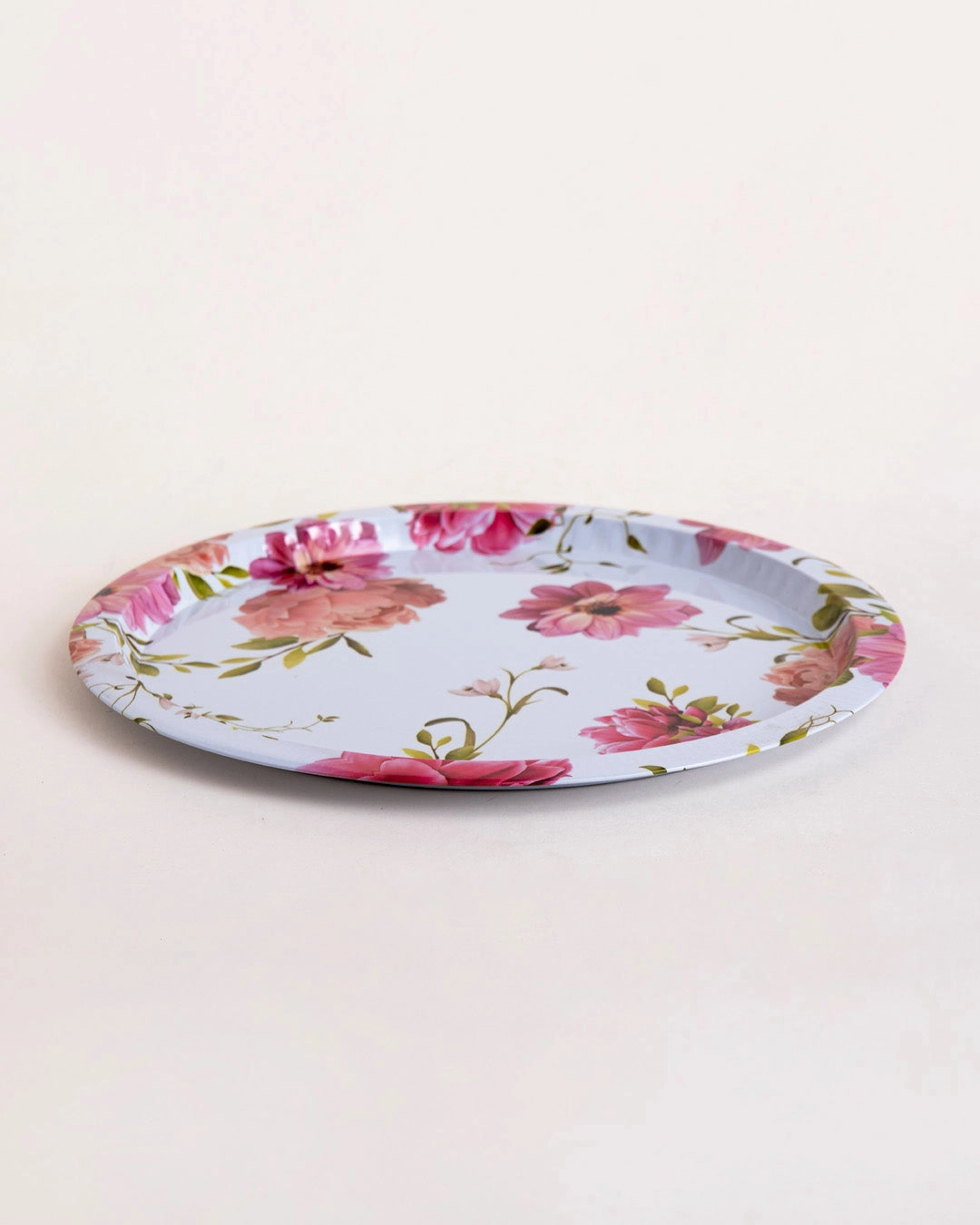 Blush Elegance Floral Serving Tray - Set Of-2