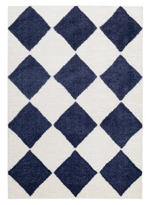 Blythe Ivory and Blue Checkered Rug *NO RETURNS UNLESS FAULTYmodern color block patchwork rug