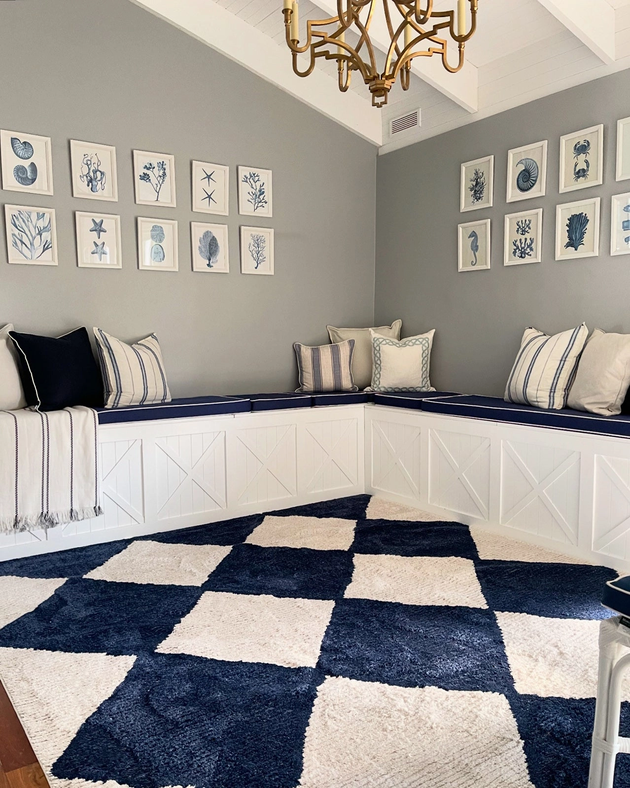 Blythe Ivory and Blue Checkered Rug *NO RETURNS UNLESS FAULTY