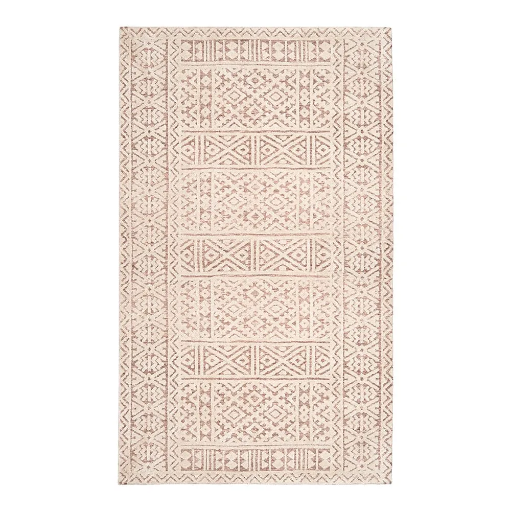 Bobbie Peach and Ivory Textured Tribal Rugmodern color block patchwork rug