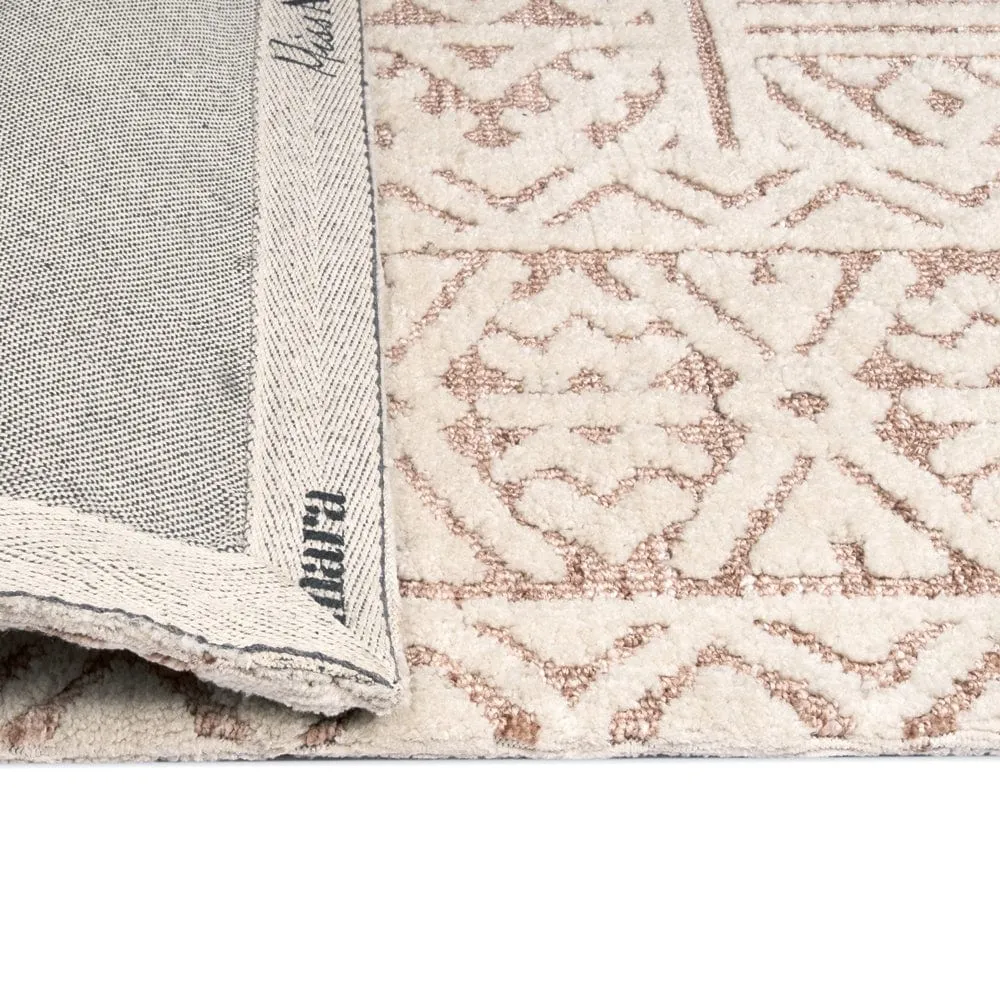 Bobbie Peach and Ivory Textured Tribal Rug
