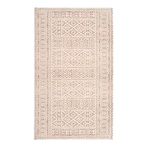 Bobbie Peach and Ivory Textured Tribal Rugmodern color block patchwork rug