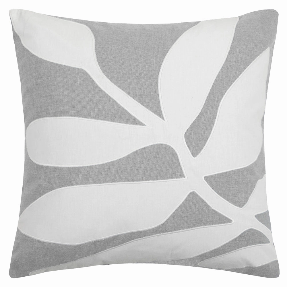 Bodhi Embroidered Feather Cushion Steel