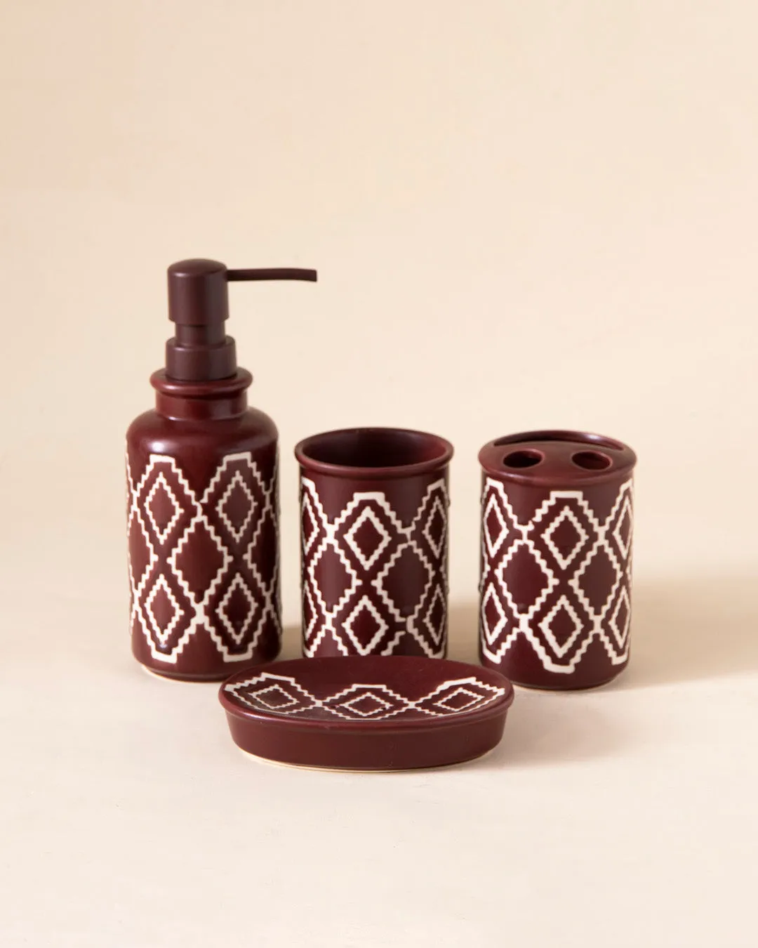 Bohemian 4-Piece Bath Set - Brown