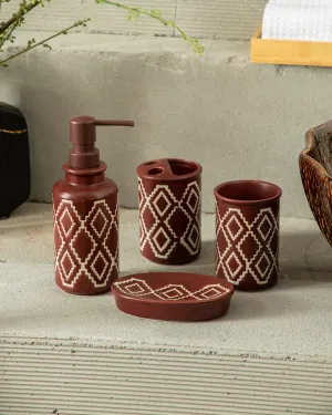 Bohemian 4-Piece Bath Set - Brownbathroom decor,boho bathroom decor,minimalist bathroom decor