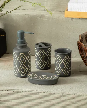 Bohemian 4-Piece Bath Set - Greybathroom decor,boho bathroom decor,minimalist bathroom decor