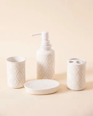 Bohemian 4-Piece Bath Set - Whitebathroom decor,boho bathroom decor,minimalist bathroom decor