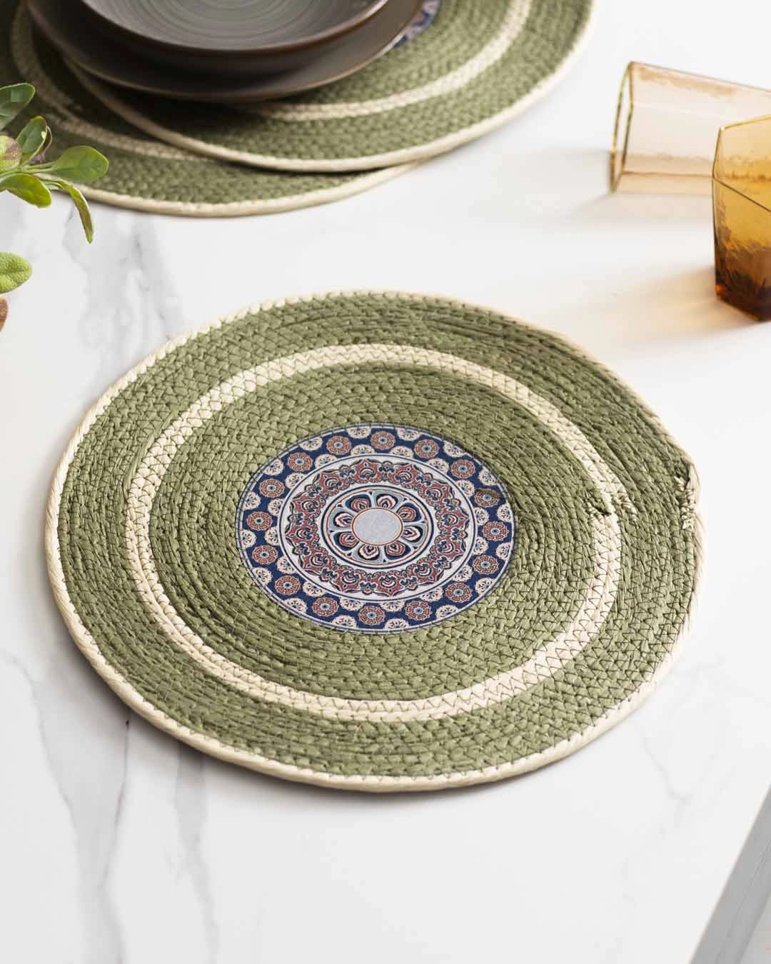 Bohemian Mandala Placemat - Greenmodern kitchen decor ,kitchen dinner set ,dinnerware 