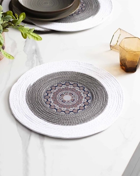 Bohemian Mandala Placemat - White Greymodern kitchen decor ,kitchen dinner set ,dinnerware 
