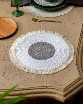 Bohemian Mandala Placemat - Whitemodern kitchen decor ,kitchen dinner set ,dinnerware 