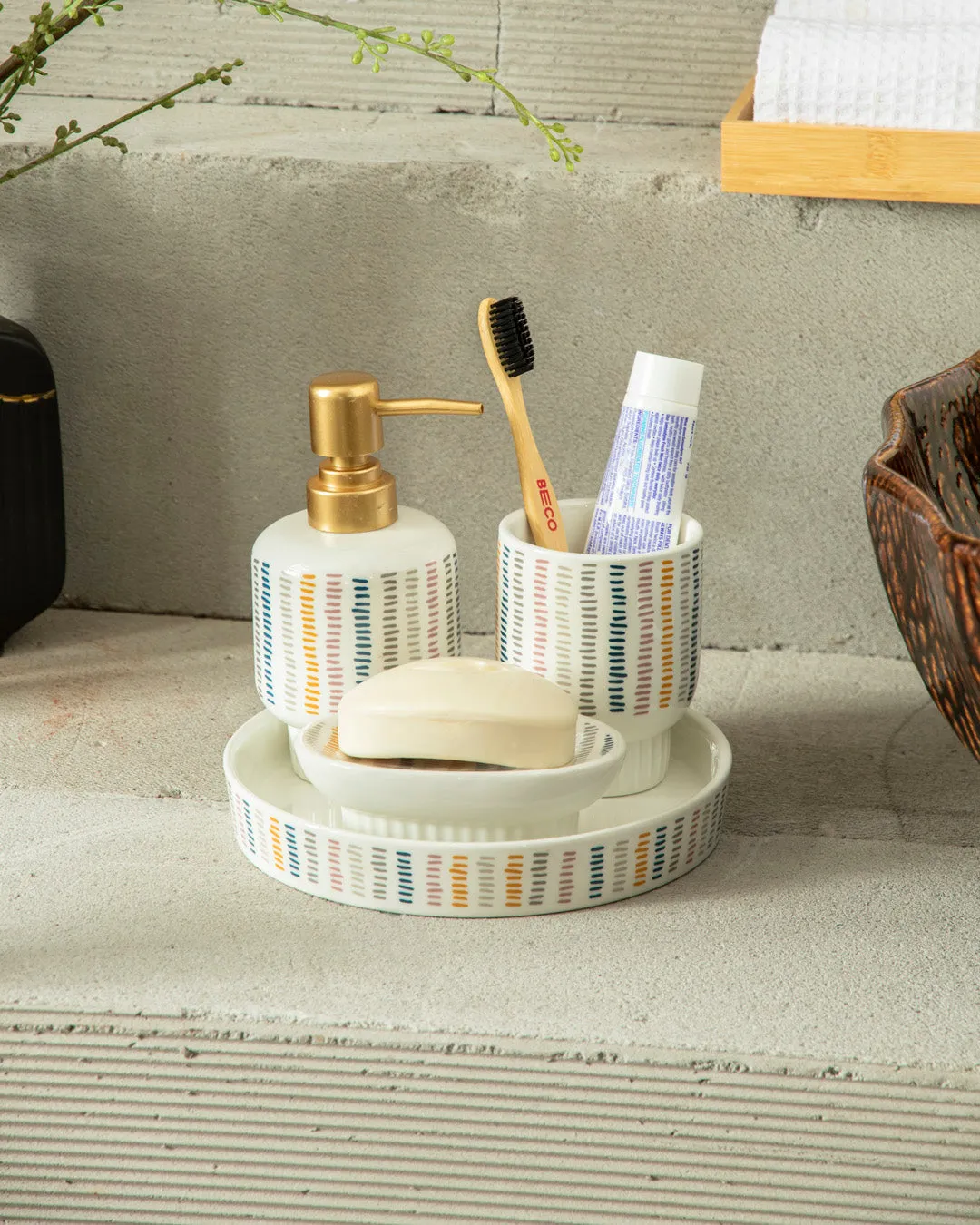 Boho Striped 4-Piece Bath Set
