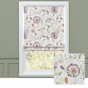 Boronia Printed Cotton Made to Measure Roman Blinds Boysenberry/Creambedding sets ,throw blankets 