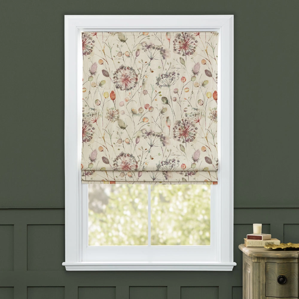Boronia Printed Cotton Made to Measure Roman Blinds Boysenberry