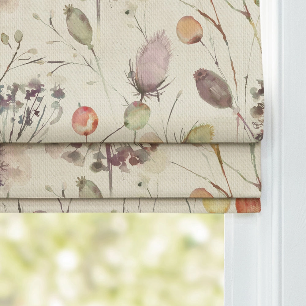Boronia Printed Cotton Made to Measure Roman Blinds Boysenberry