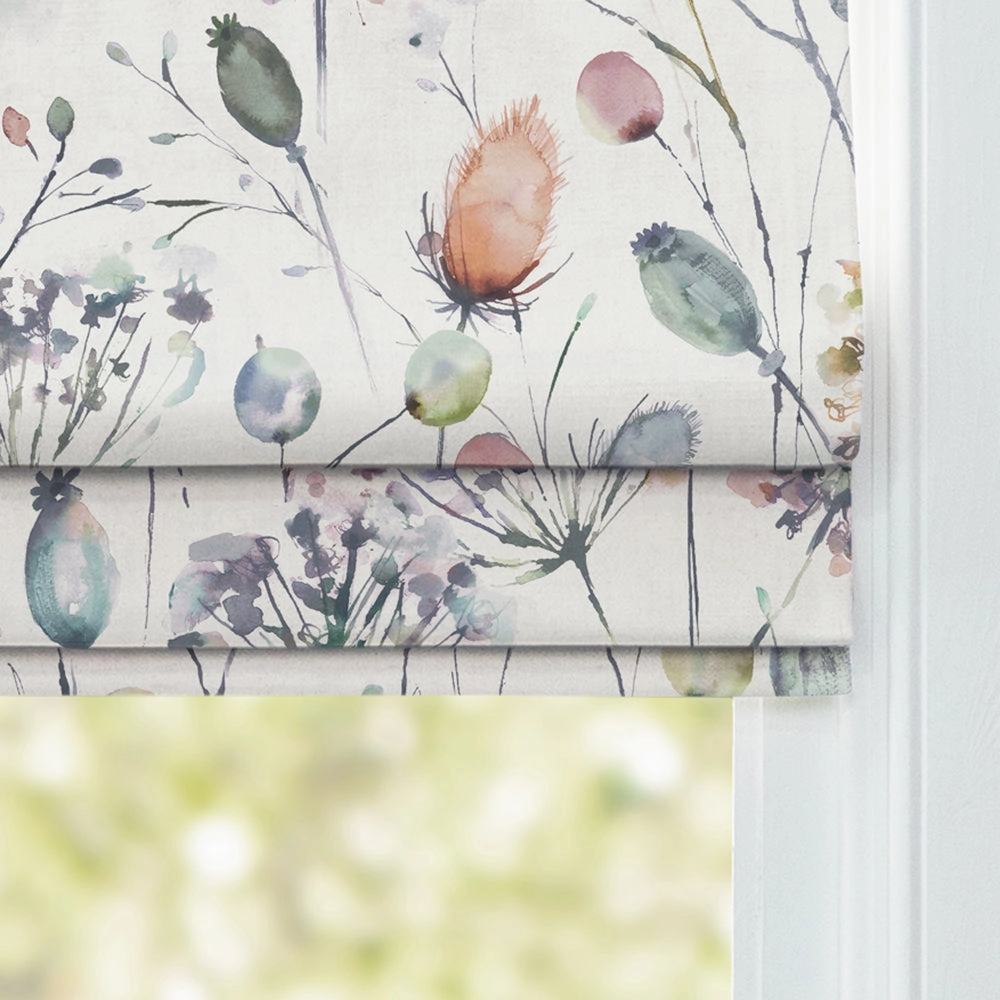 Boronia Printed Cotton Made to Measure Roman Blinds Coral/Cloud/Cream
