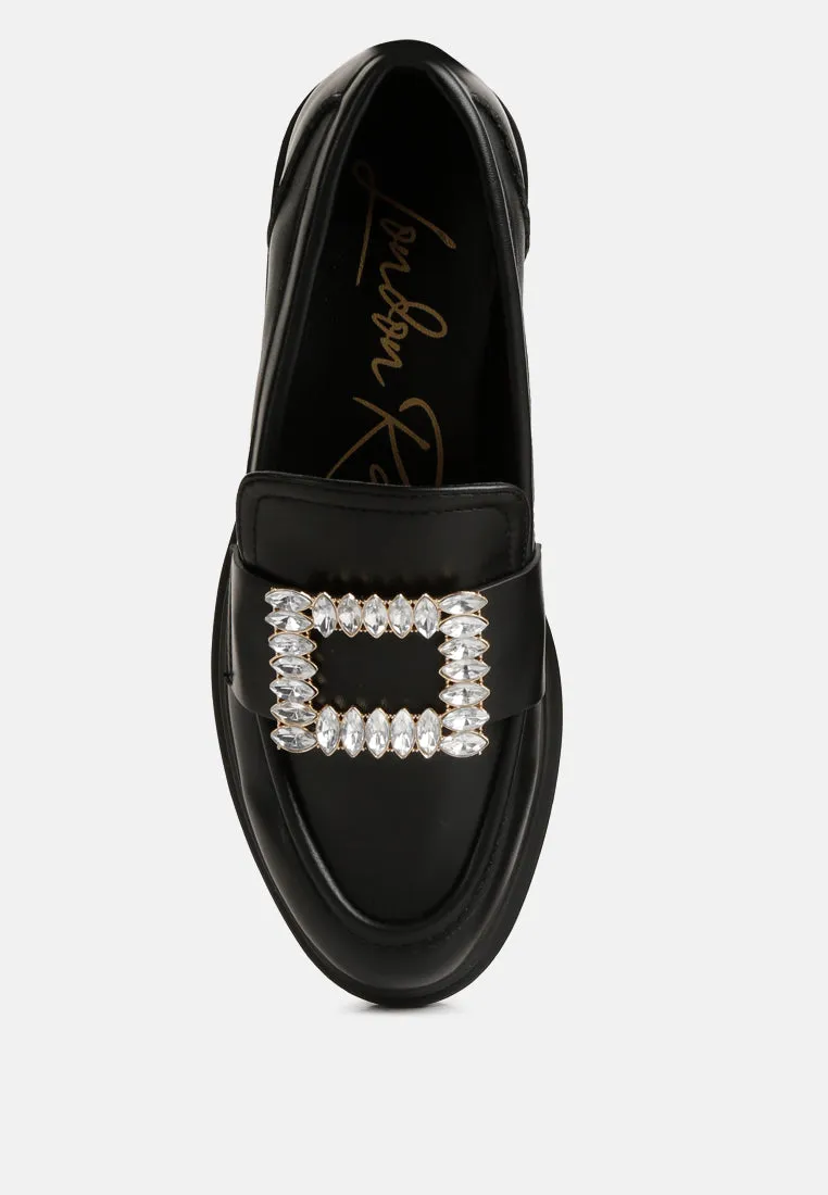 bossi faux leather loafers with buckle embellishment London Rag