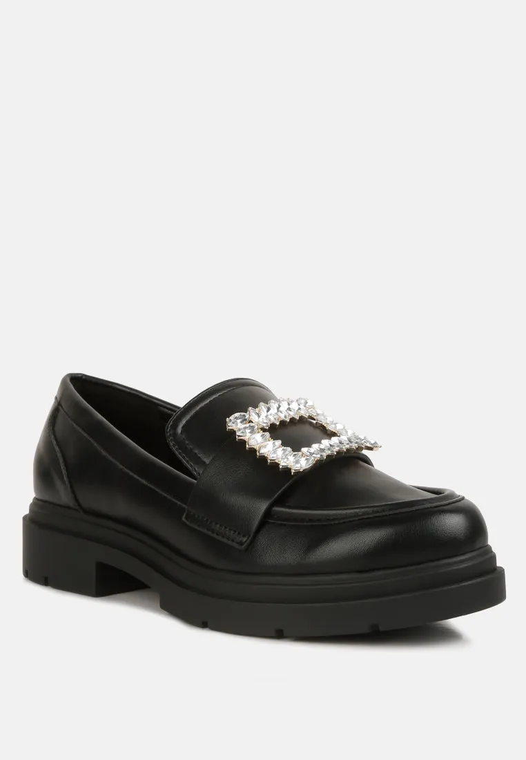 bossi faux leather loafers with buckle embellishment London Rag