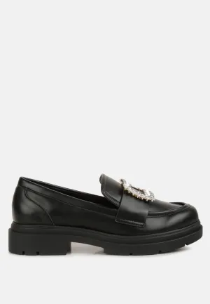 bossi faux leather loafers with buckle embellishment London Rag