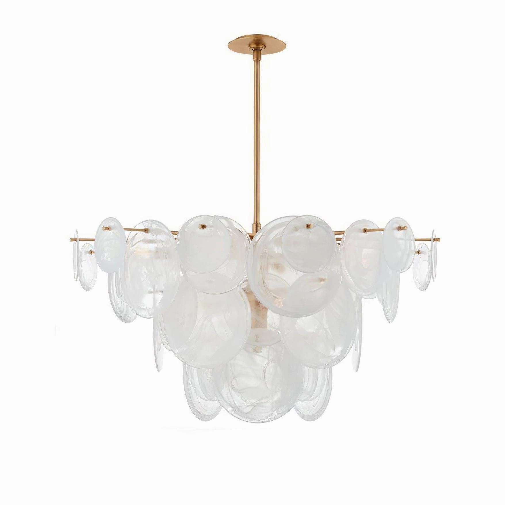 Brass Discs Cascading Chandelier