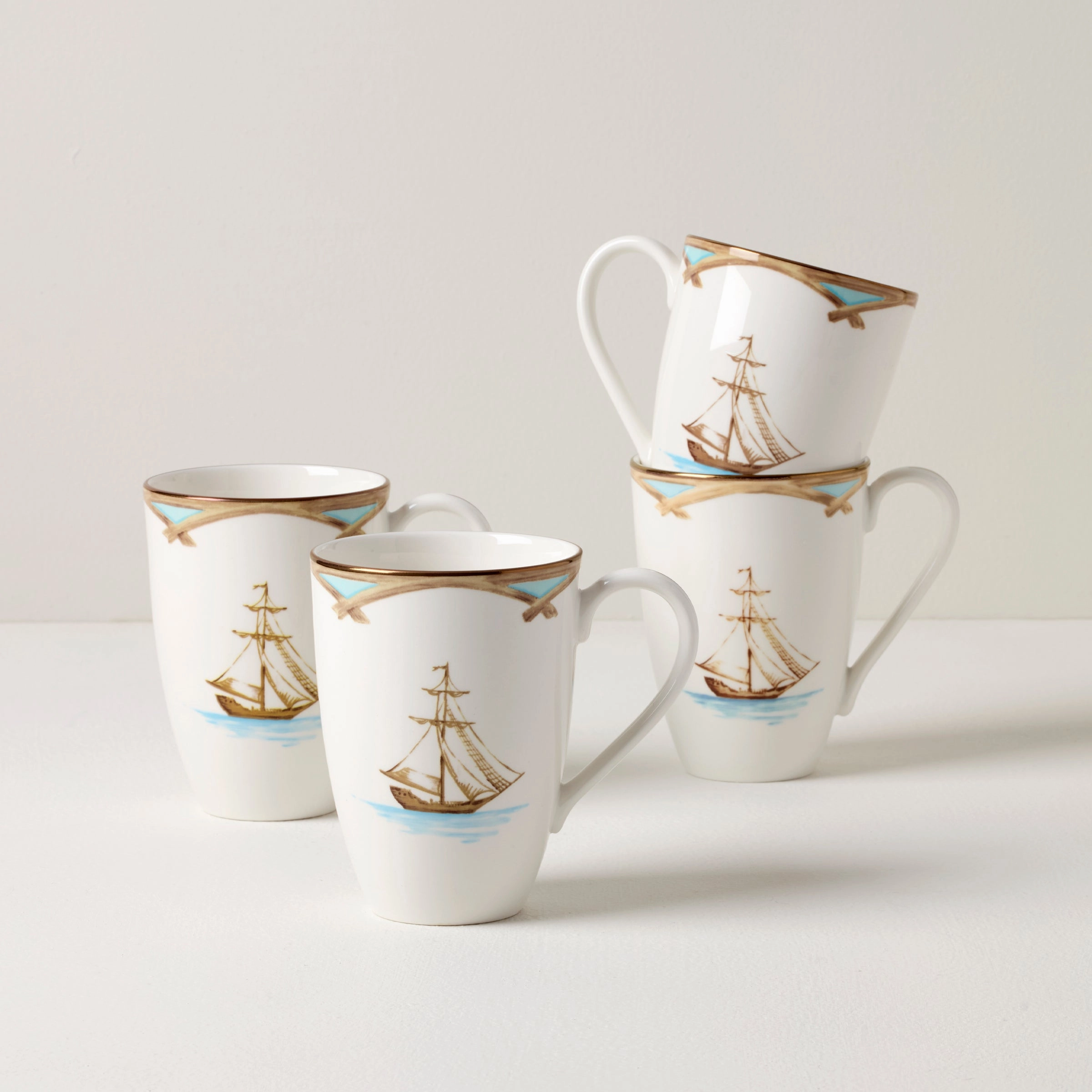 British Colonial Tradewind Mugs - Set of 4modern kitchen decor ,kitchen dinner set ,dinnerware 