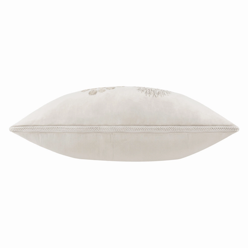 Brook Embroidered Velvet Cushion Linen