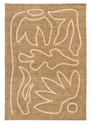 Bruna Brown Hand Drawn Washable Rugmodern color block patchwork rug
