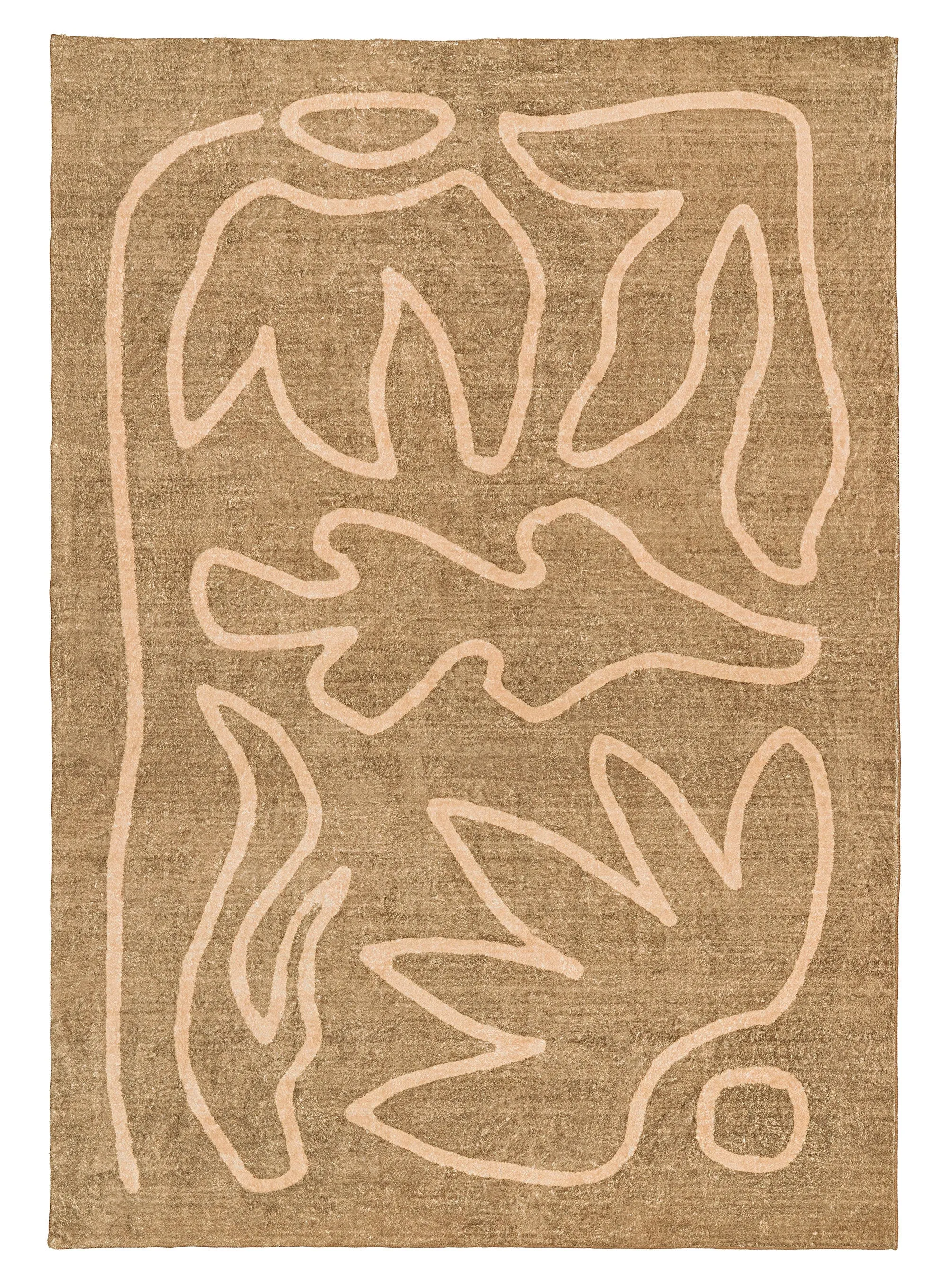 Bruna Brown Hand Drawn Washable Rugmodern color block patchwork rug
