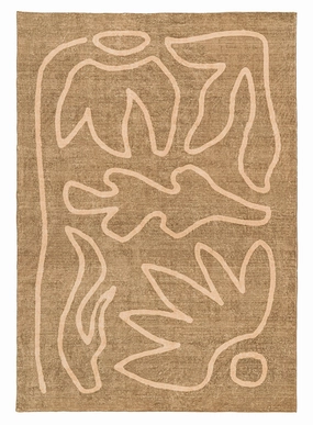 Bruna Brown Hand Drawn Washable Rugmodern color block patchwork rug