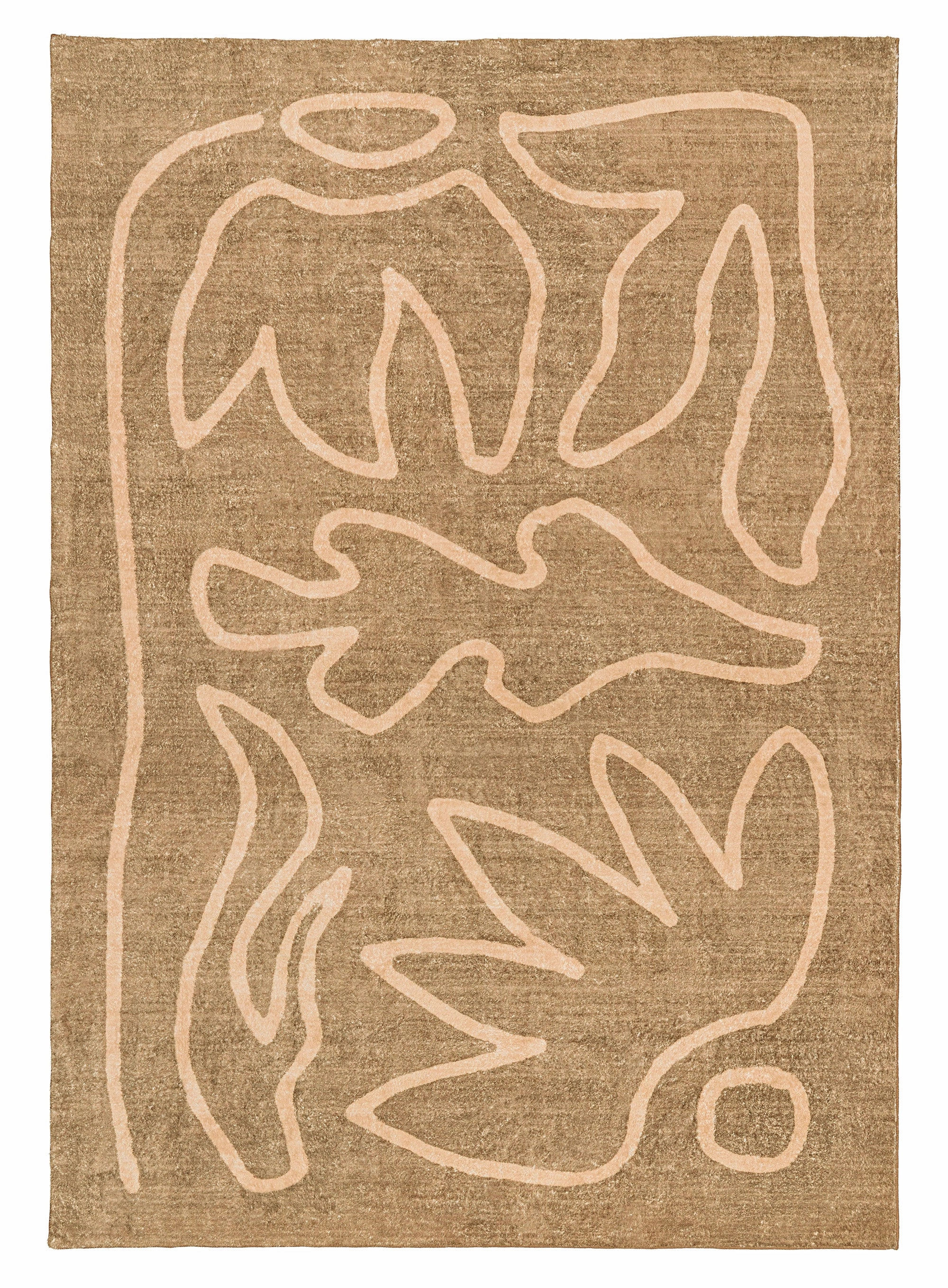 Bruna Brown Hand Drawn Washable Rugmodern color block patchwork rug