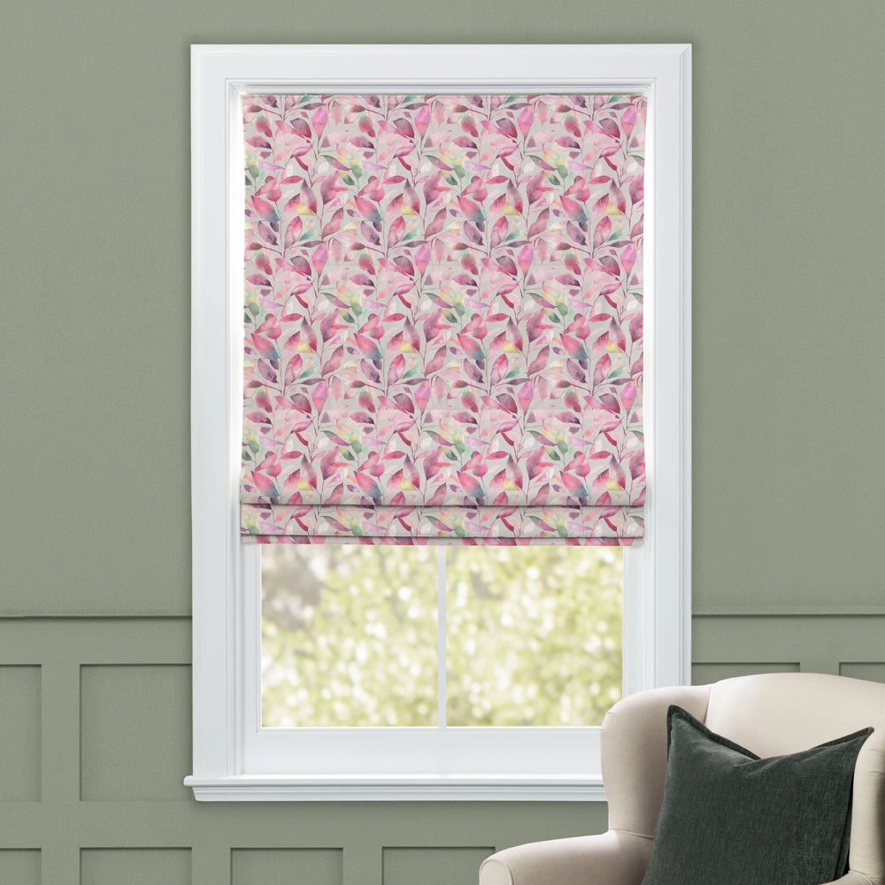 Brympton Printed Cotton Made to Measure Roman Blinds Raspberry