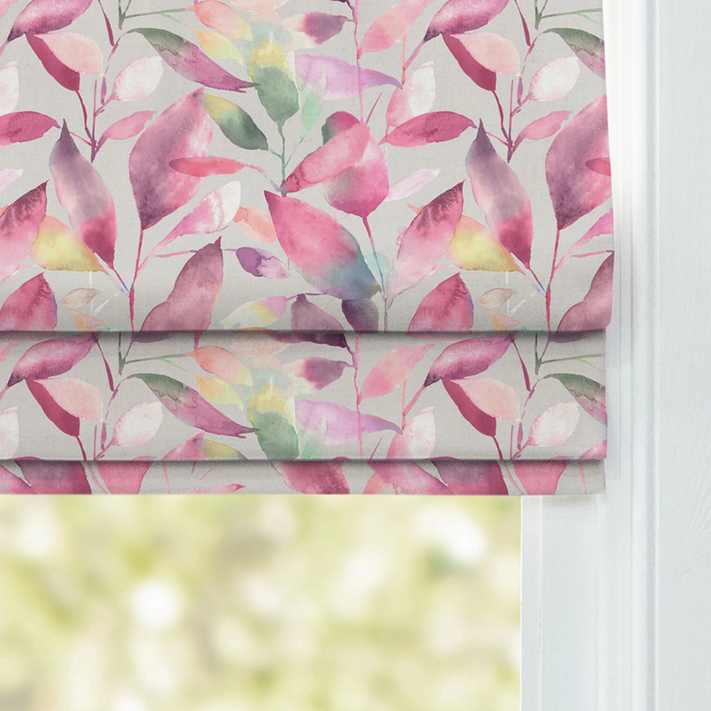Brympton Printed Cotton Made to Measure Roman Blinds Raspberry