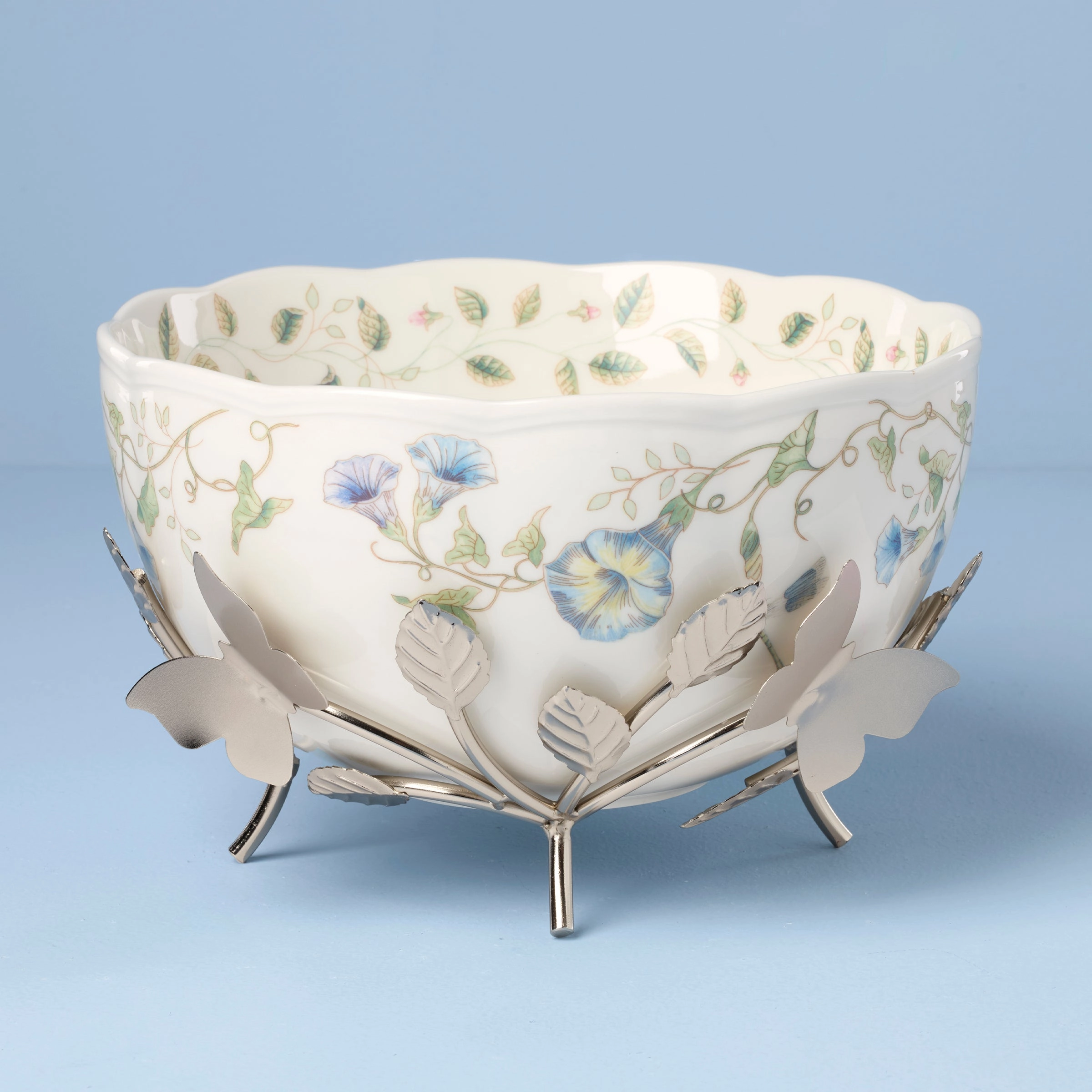 Butterfly Meadow 25th Anniversary Bowl With Standmodern kitchen decor ,kitchen dinner set ,dinnerware 