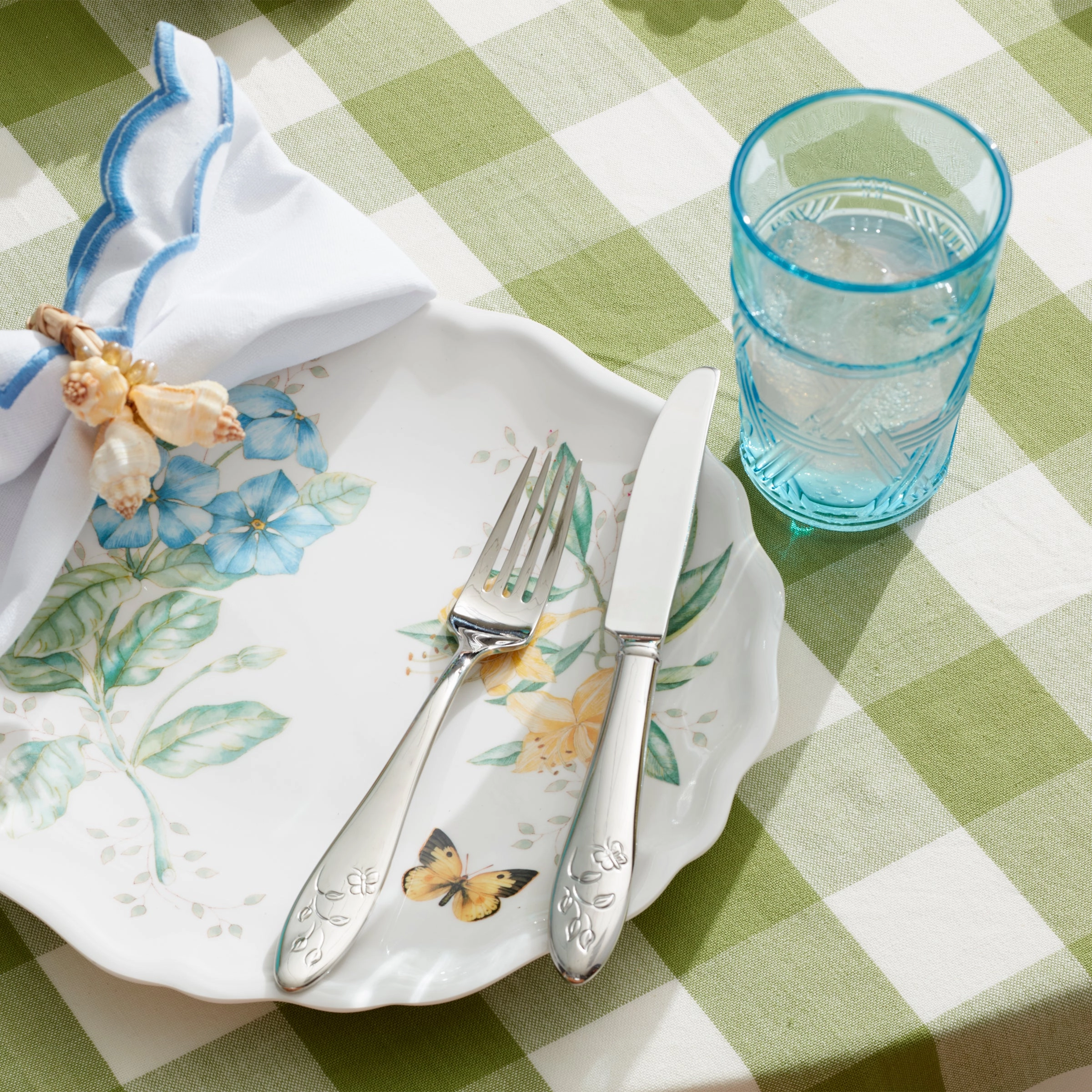 Butterfly Meadow Blue Tall Glasses - Set Of 4