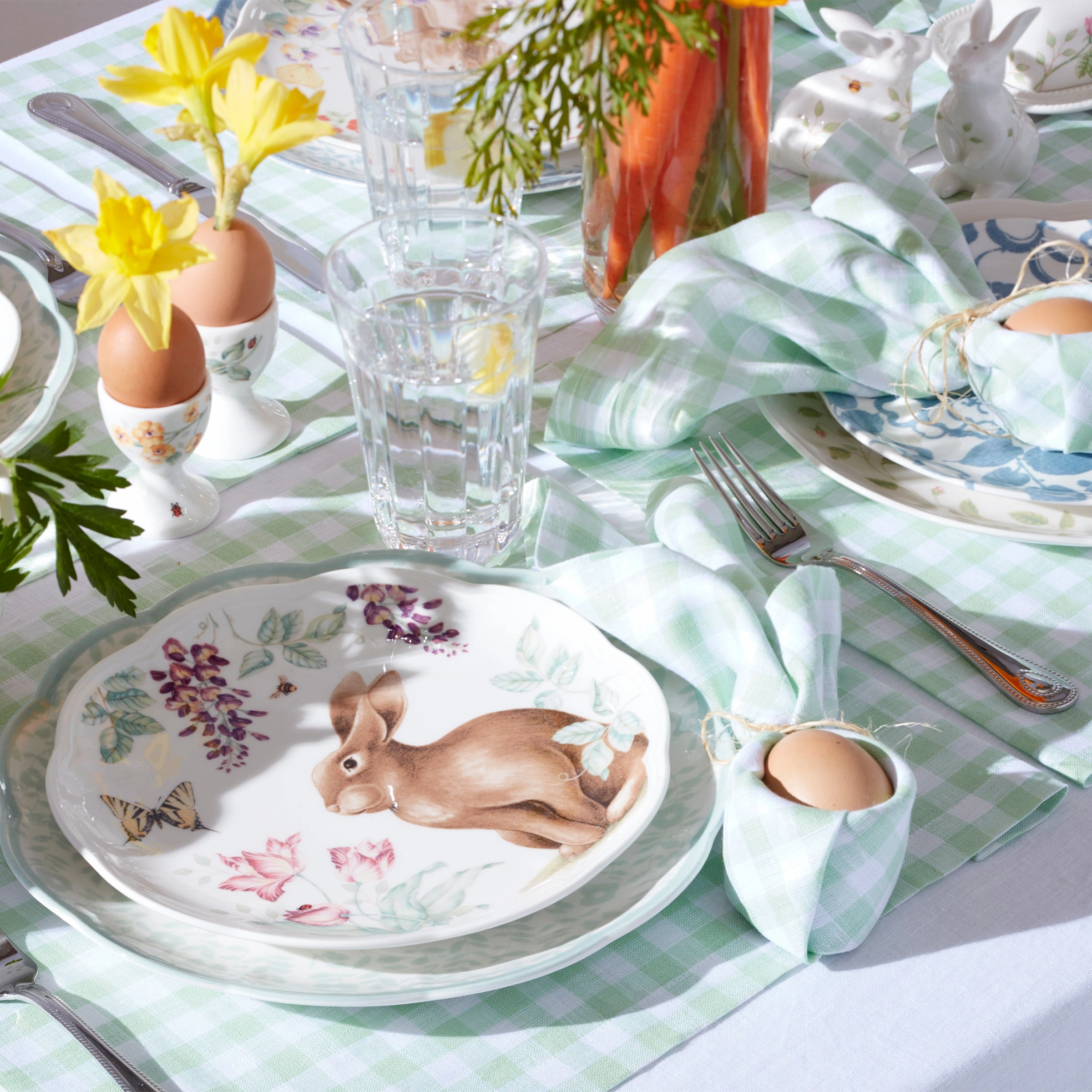 Butterfly Meadow Bunny Accent Plates - Set of 4