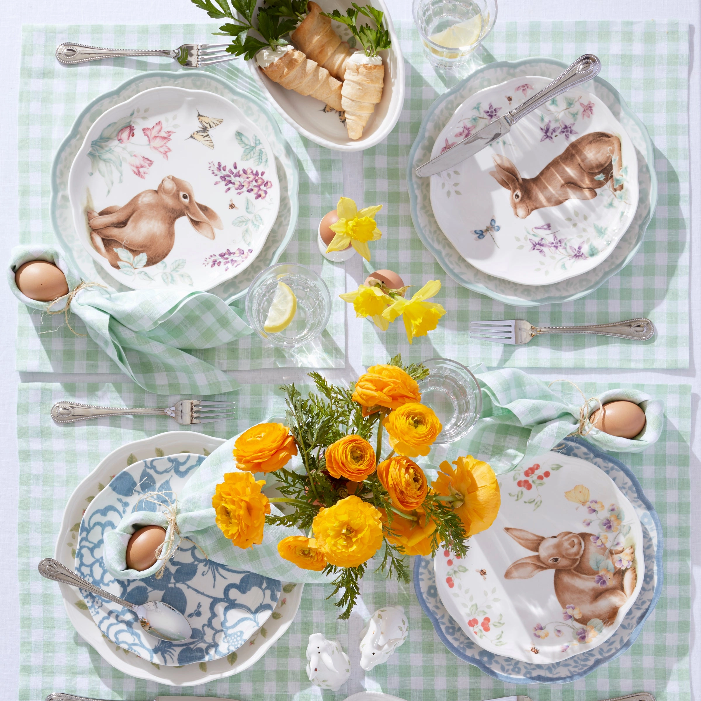 Butterfly Meadow Bunny Accent Plates - Set of 4