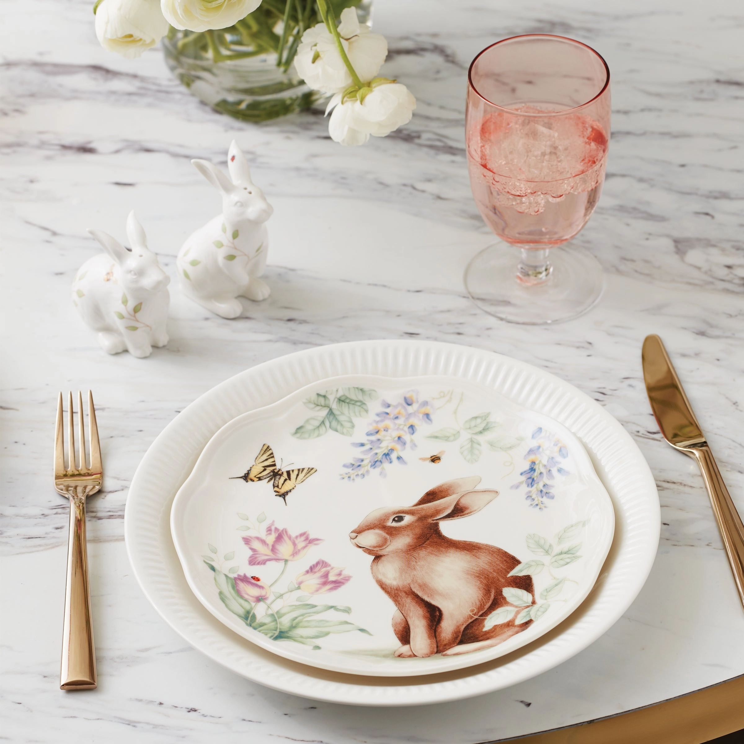 Butterfly Meadow Bunny Accent Plates - Set of 4