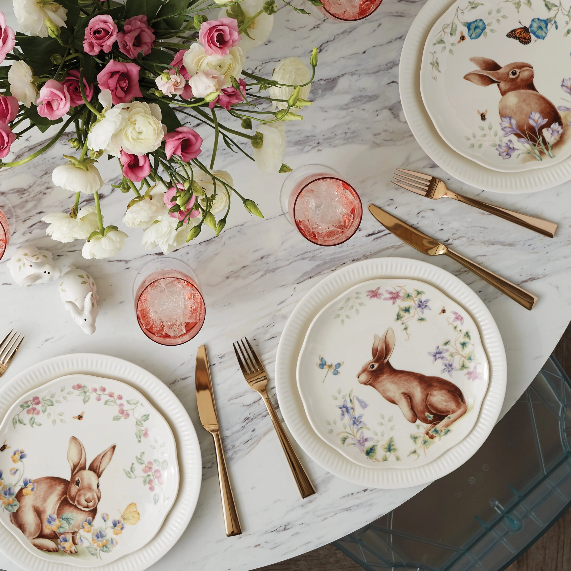 Butterfly Meadow Bunny Accent Plates - Set of 4