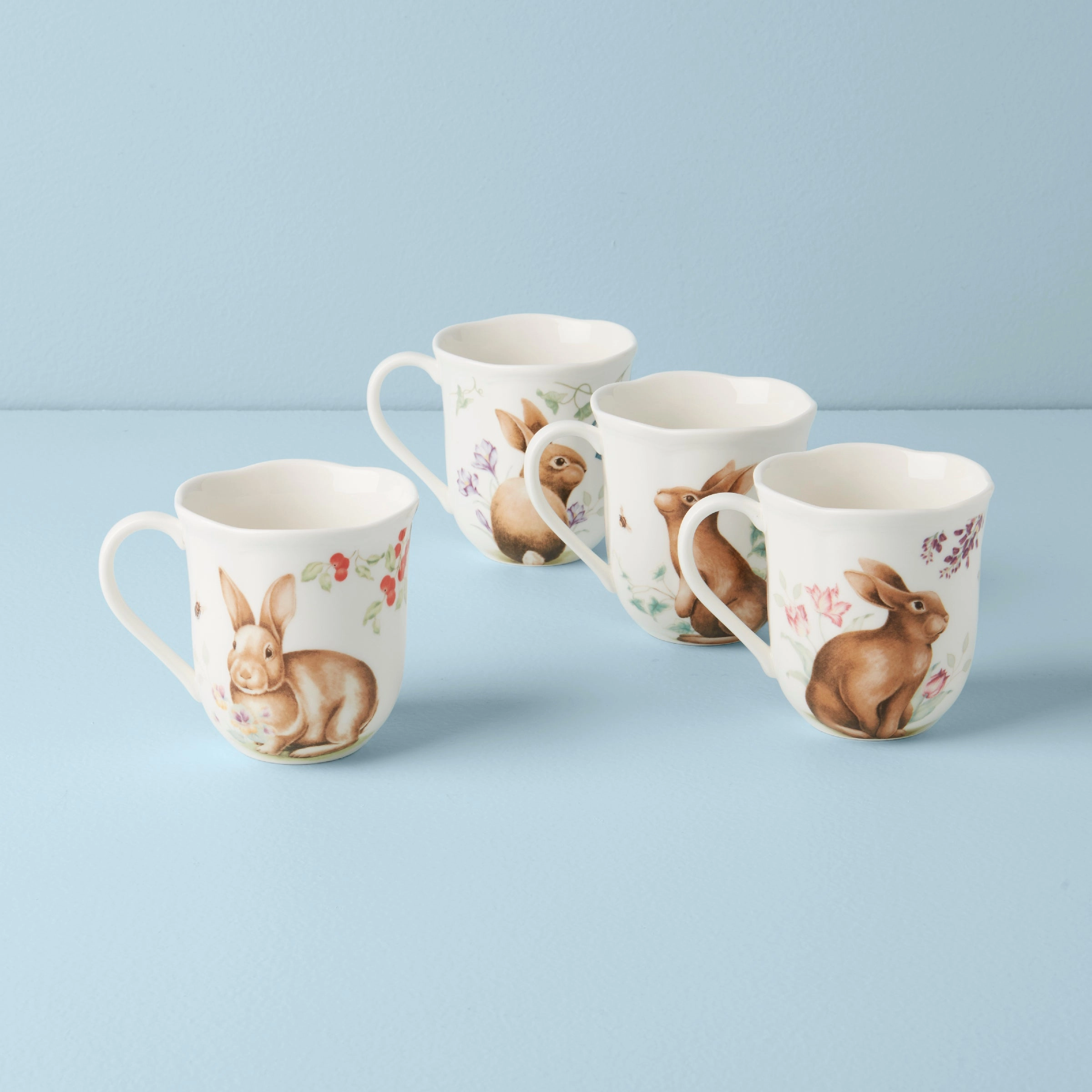 Butterfly Meadow Bunny Mugs - Set of 4