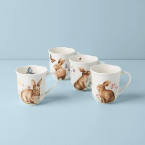 Butterfly Meadow Bunny Mugs - Set of 4modern kitchen decor ,kitchen dinner set ,dinnerware 