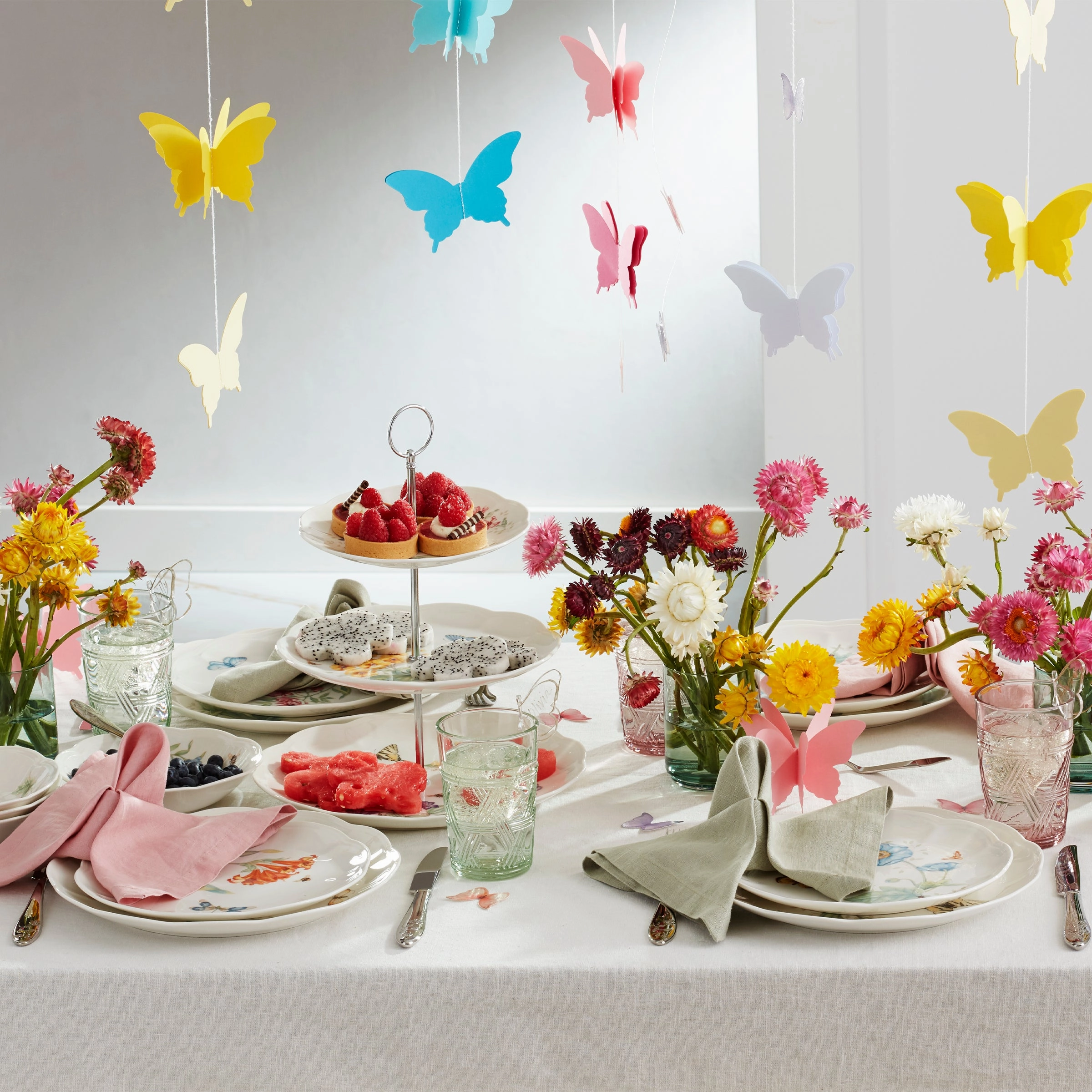 Butterfly Meadow Clear Tall Glasses - Set Of 4