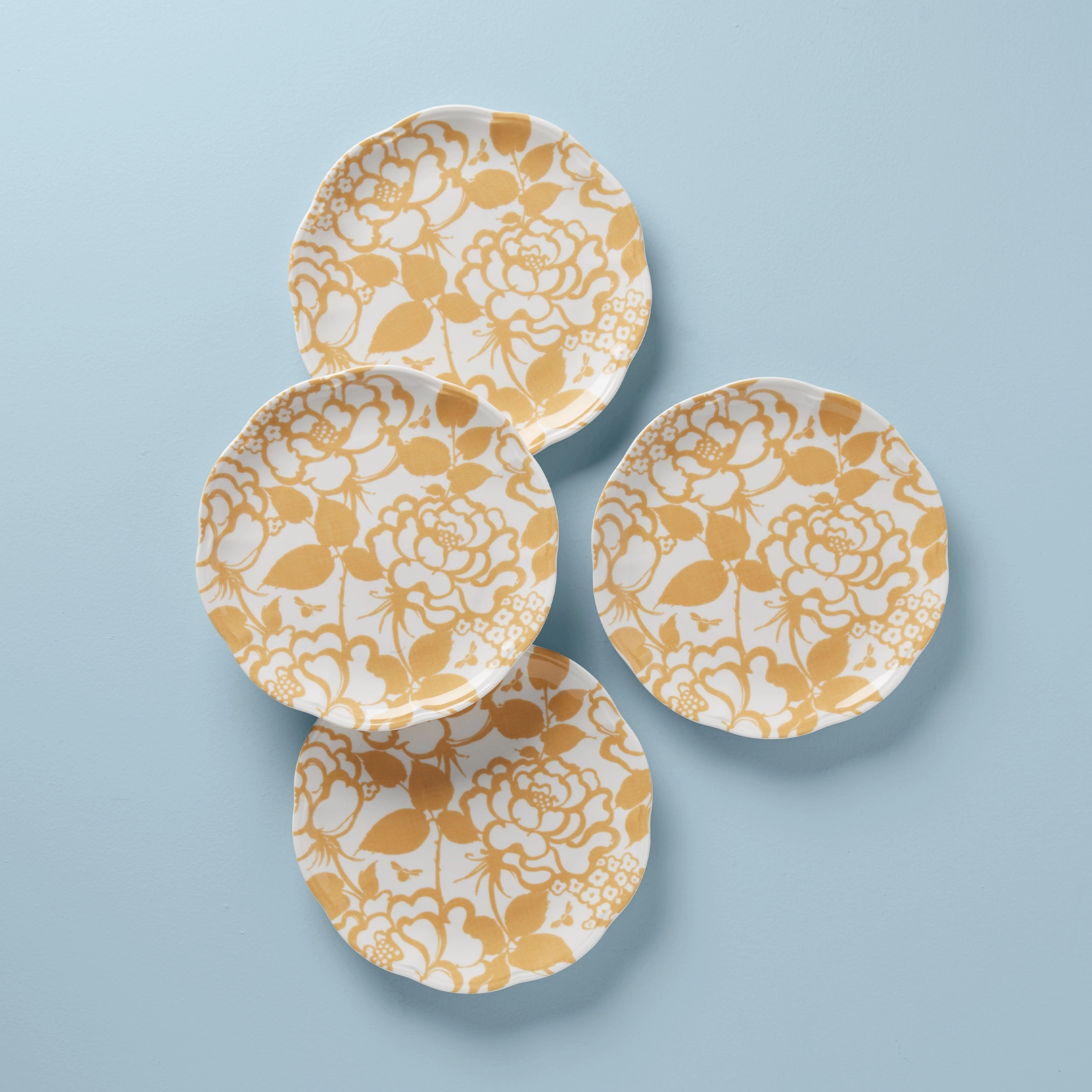 Butterfly Meadow Cottage Goldenrod Accent Plates - Set of 4modern kitchen decor ,kitchen dinner set ,dinnerware 