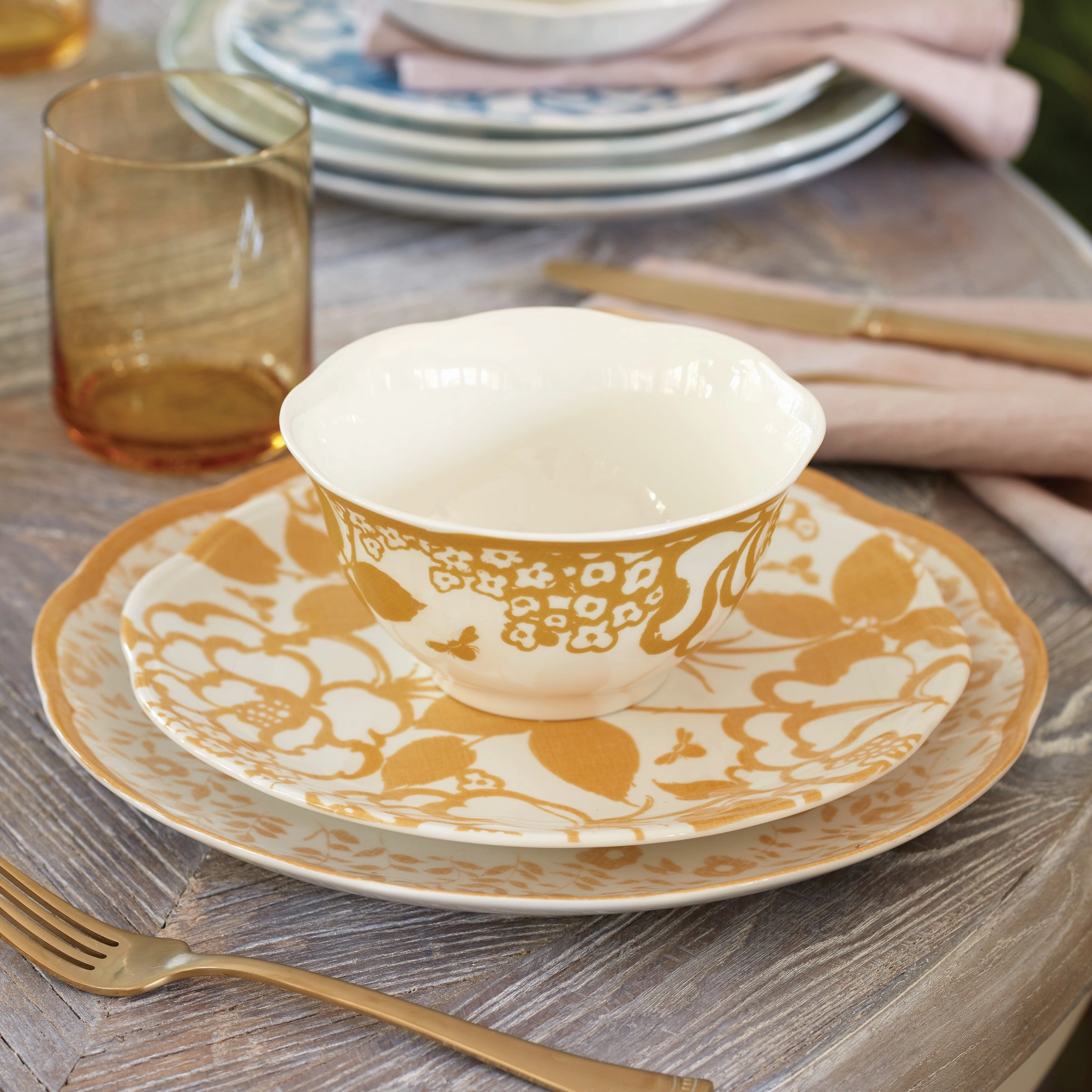 Butterfly Meadow Cottage Goldenrod Accent Plates - Set of 4