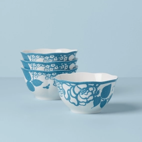 Butterfly Meadow Cottage Rice Bowls -s/4 -CORNFLOWERmodern kitchen decor ,kitchen dinner set ,dinnerware 