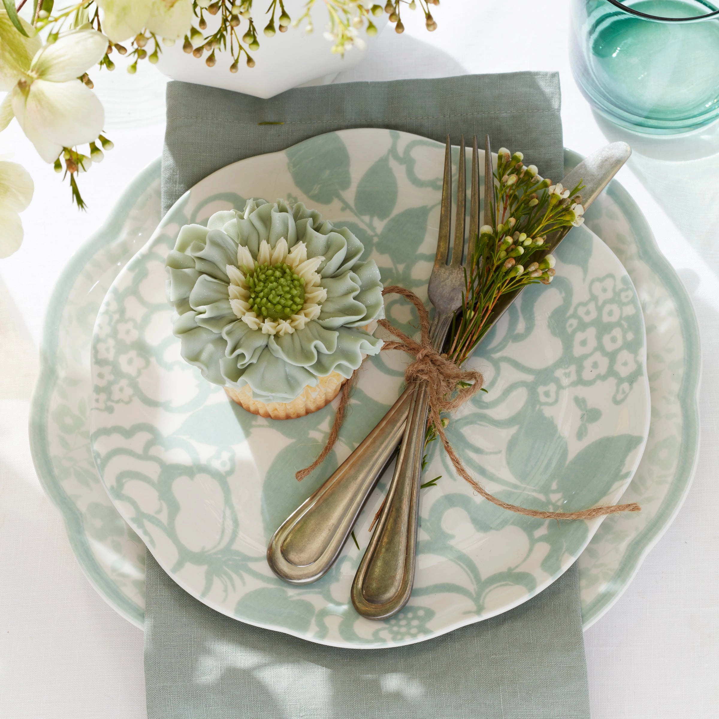 Butterfly Meadow Cottage Sage Accent Plates - Set of 4