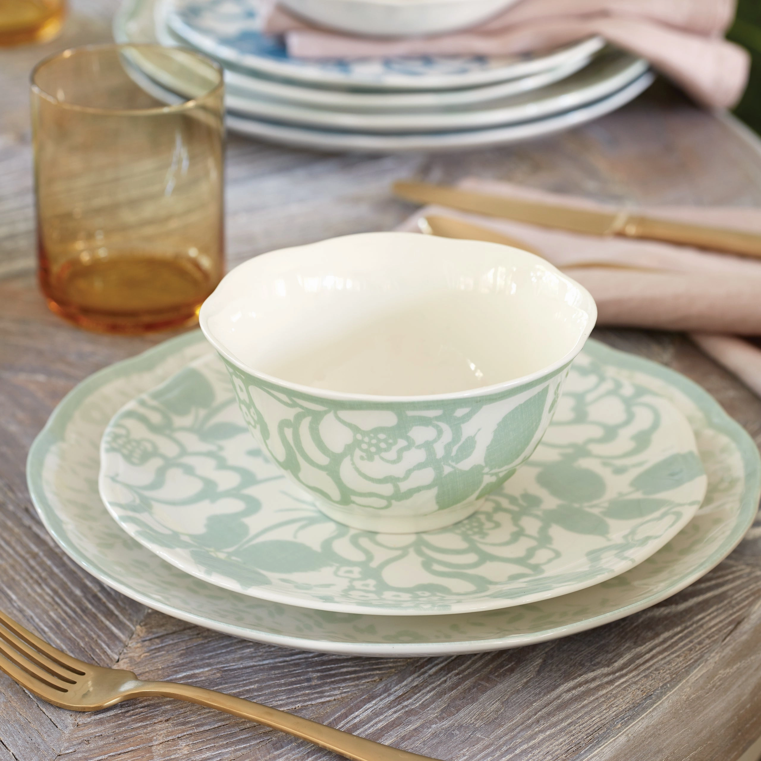 Butterfly Meadow Cottage Sage Accent Plates - Set of 4