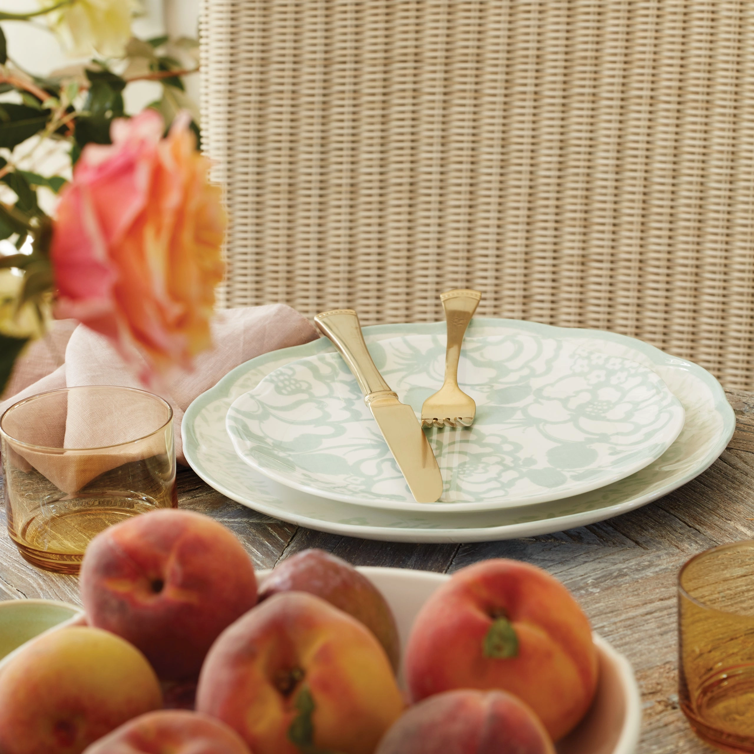 Butterfly Meadow Cottage Sage Accent Plates - Set of 4