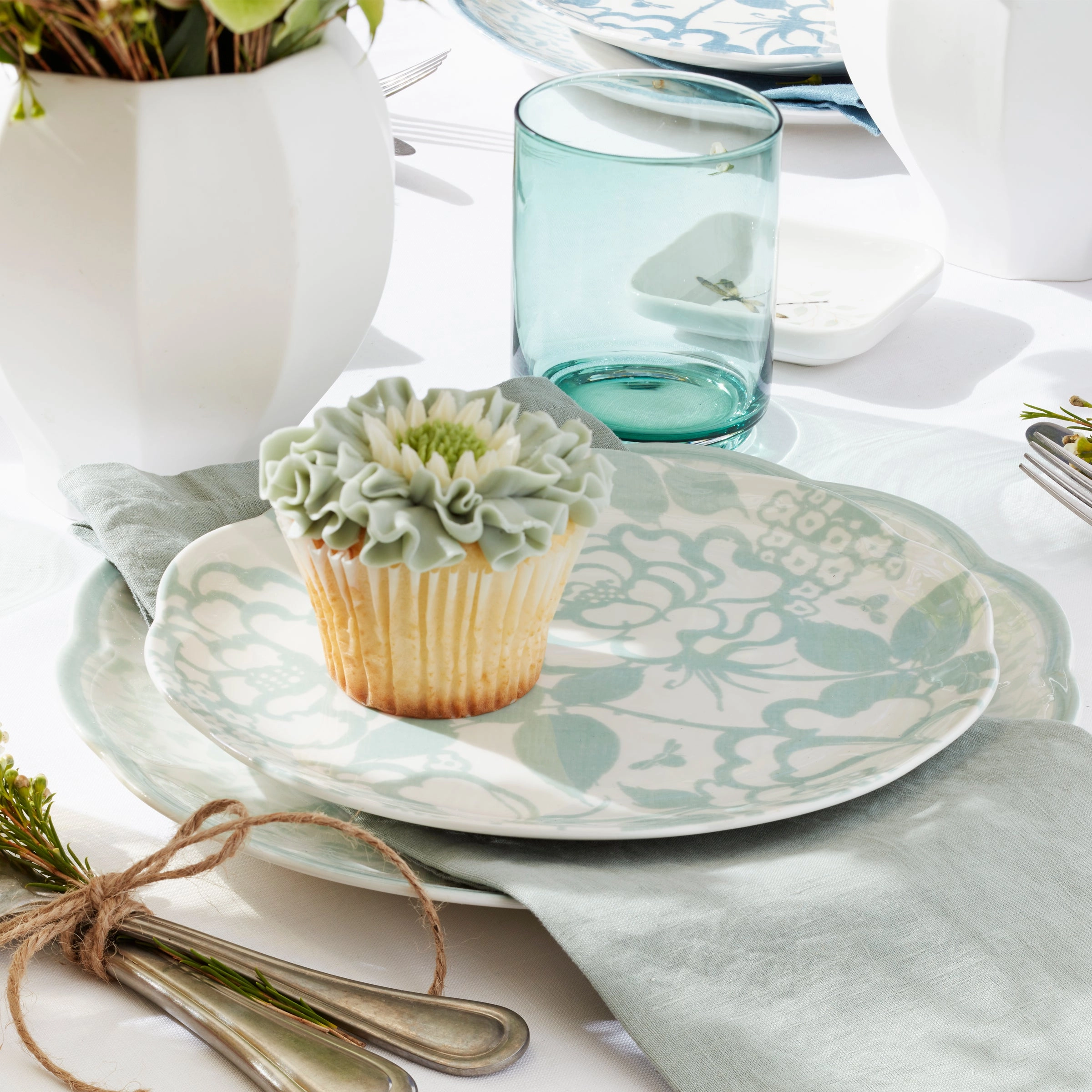 Butterfly Meadow Cottage Sage Accent Plates - Set of 4