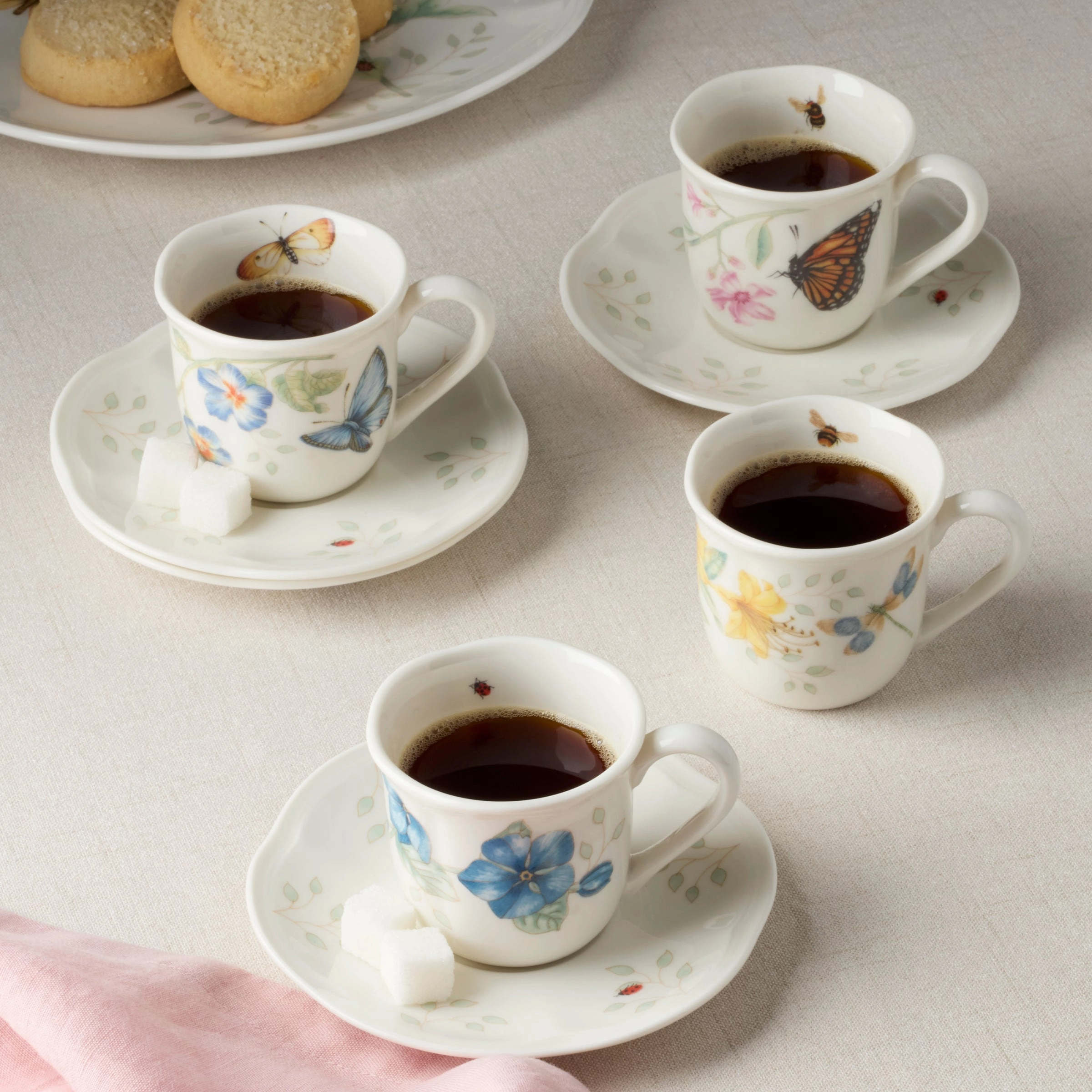 Butterfly Meadow Espresso Cup & Saucers - Set of 4