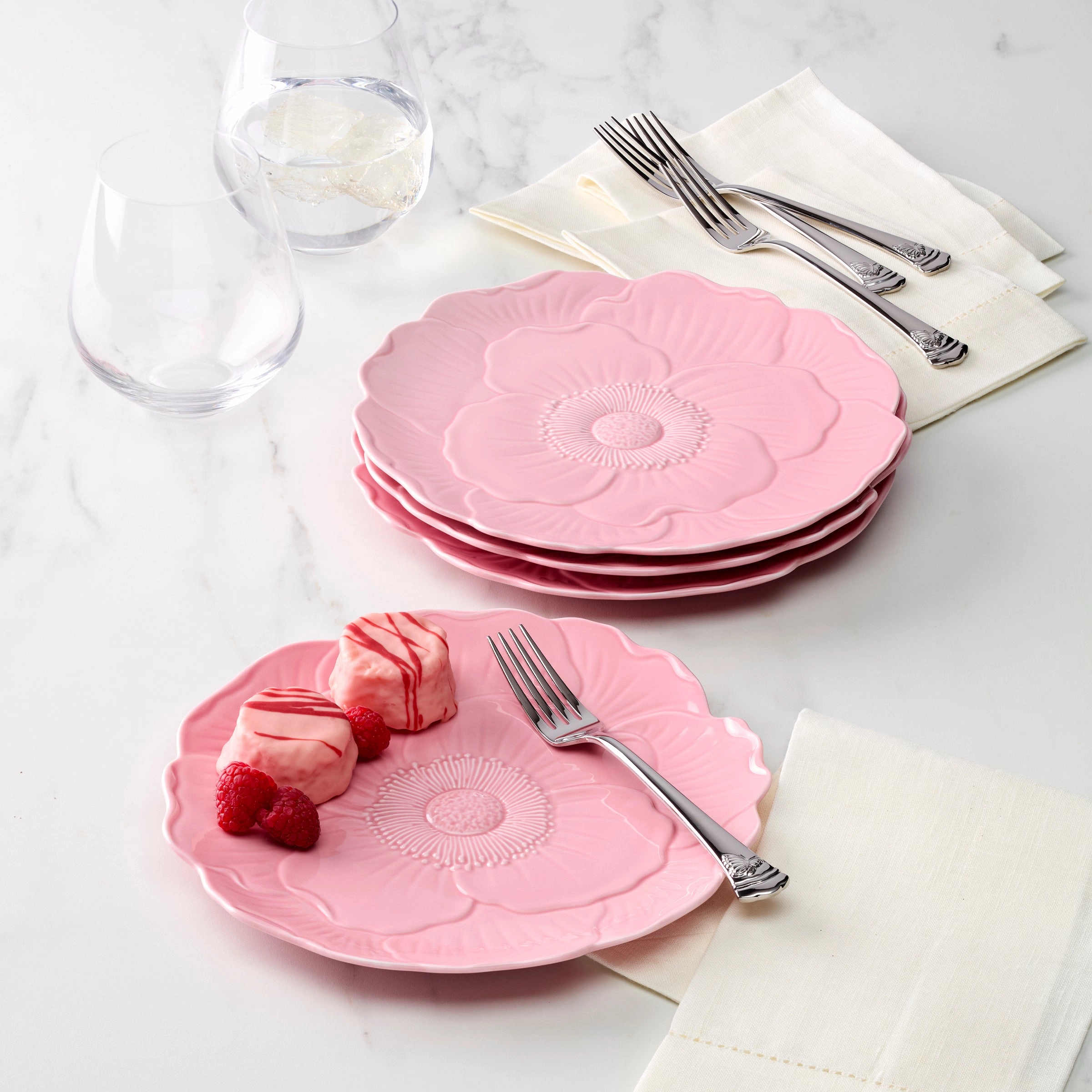 Butterfly Meadow Floral Pink Accent Plates - Set of 4